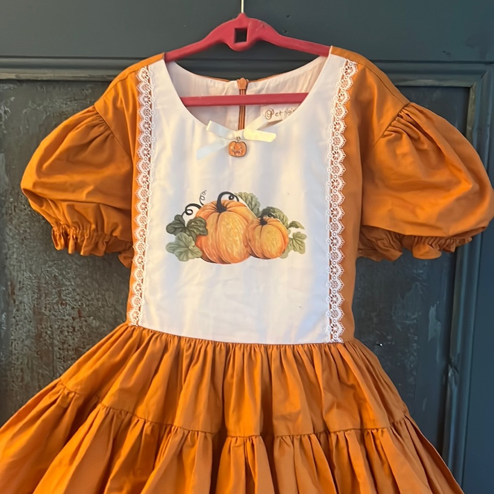 Pettigirl autumn Thanksgiving dress full circle skirt